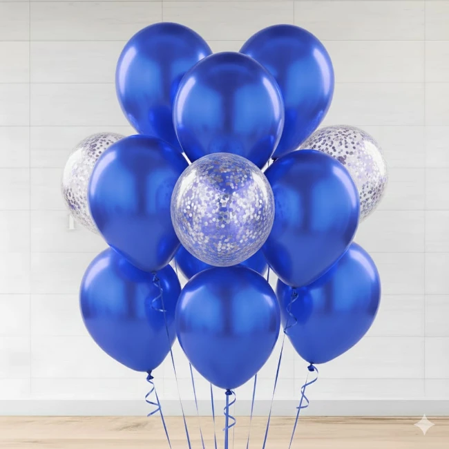 Blue & Silver Balloon Bunch