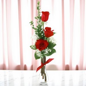 3 Red Roses Vase