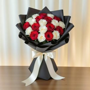 30 Red and White Roses