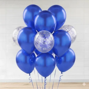 Blue & Silver Balloon Bunch