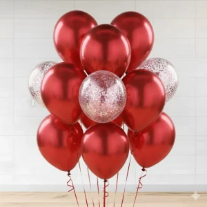 Red & Silver Balloon Bunch