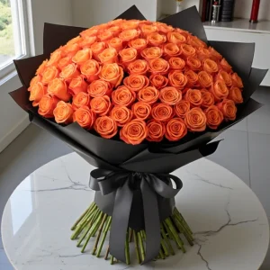 100 Orange Roses Bouquet
