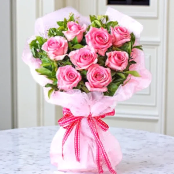 Roses 8 Roses 8 Pink Roses Bouquet - The Gift Shop UAE